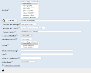 Suchmaske einer Enterprise-Installation von SEMPRIA-Search.